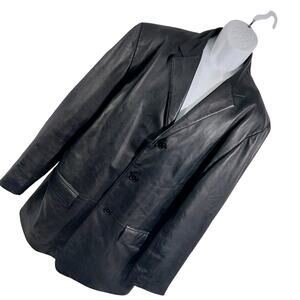 JONES NEW YORK! LUXE BLACK GENUINE LEATHER, SOFT/SUPPLE JACKET, BLAZER! SZ 46L